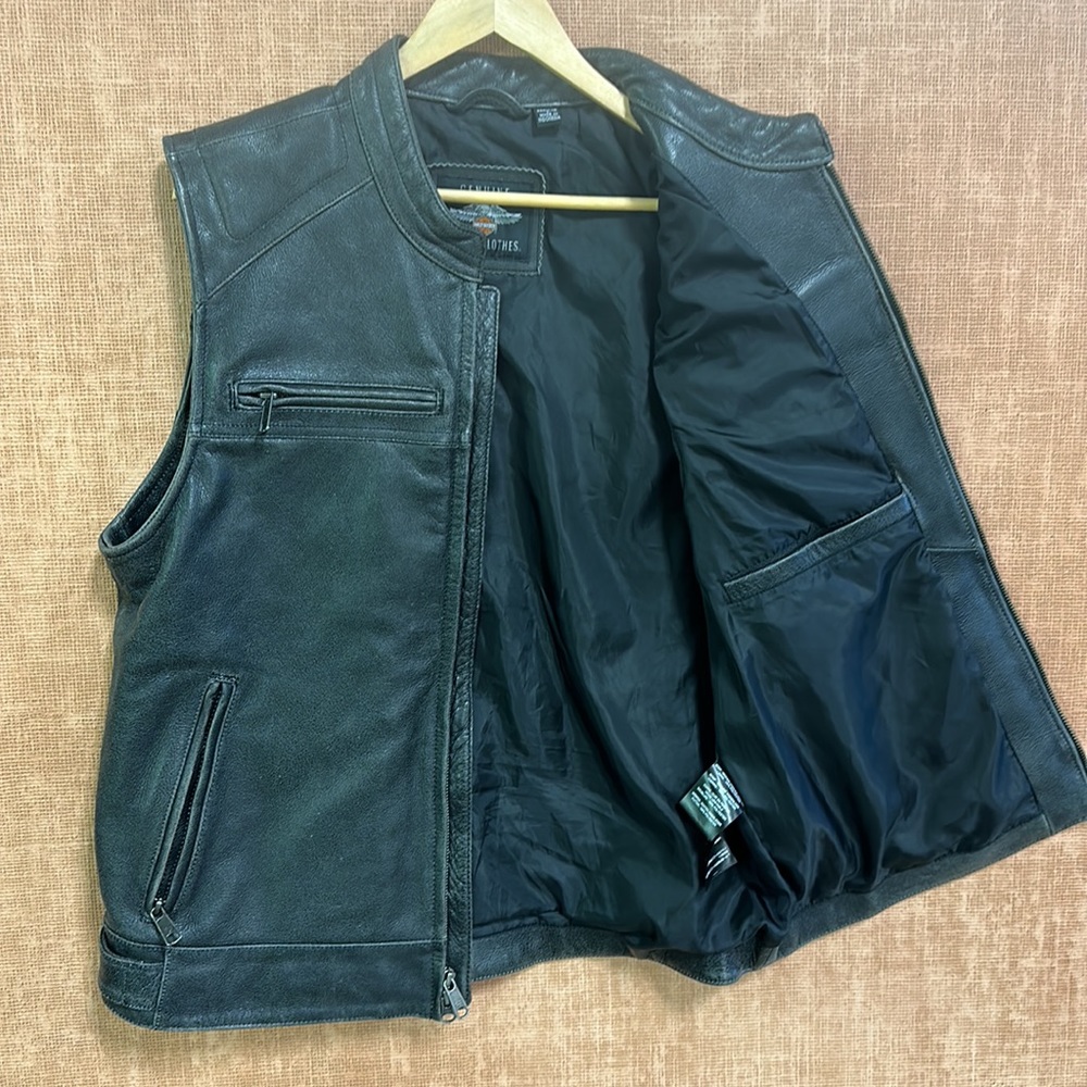 Harley Davidson Men’s Passing Link Leather Vest Gem